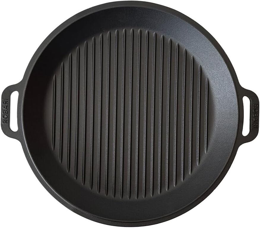 Grillpeter ROBARI Kazan Gusseisen 15 Liter Kasan mit Grillpfannendeckel aus Gusseisen Wok Asia