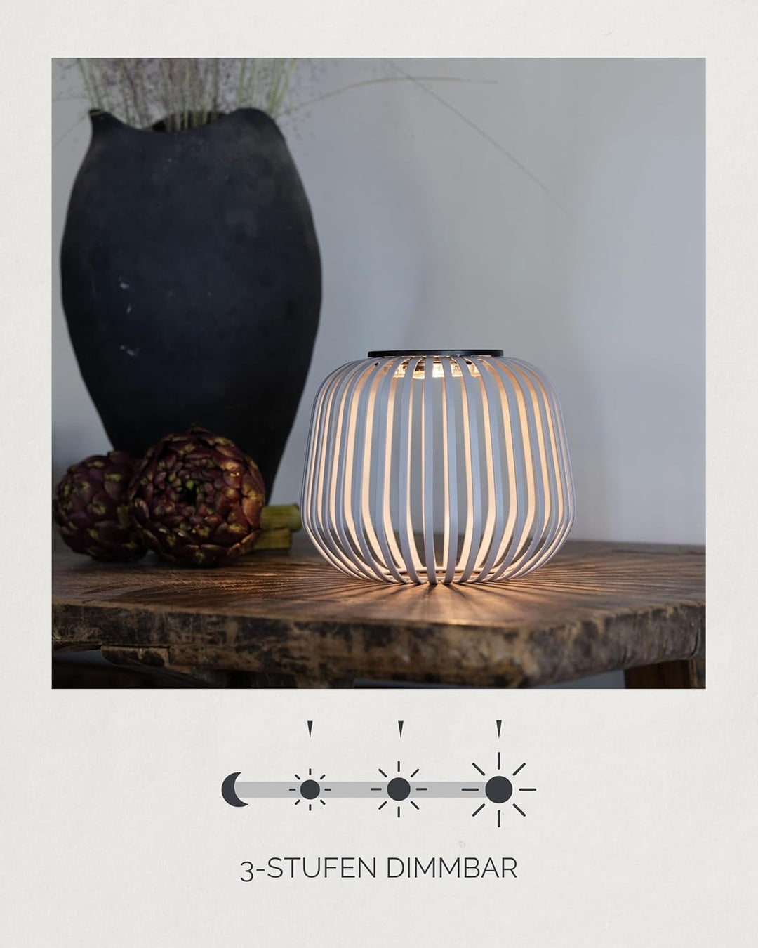 LUUK Studio Solarleuchte SOLIS in zeitlosem Design, minimalistische Beleuchtung für Garten Balkon un