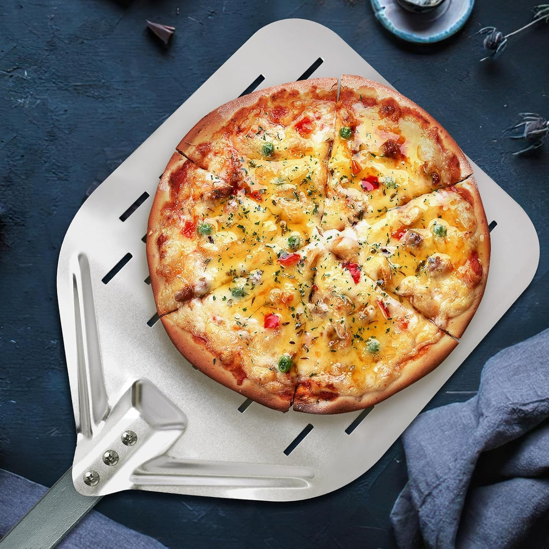 Pizzaschieber 40 * 30cm 12 Zoll Aluminium Pizzaschieber perfekter Grösse und perforiertem Design für