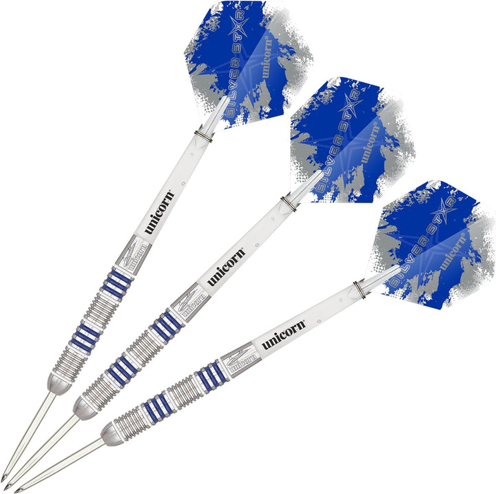 Unicorn Steel Tip Darts Set - Gary 'The Flying Scotsman' Anderson Silver Star - 80% Natural Tungsten