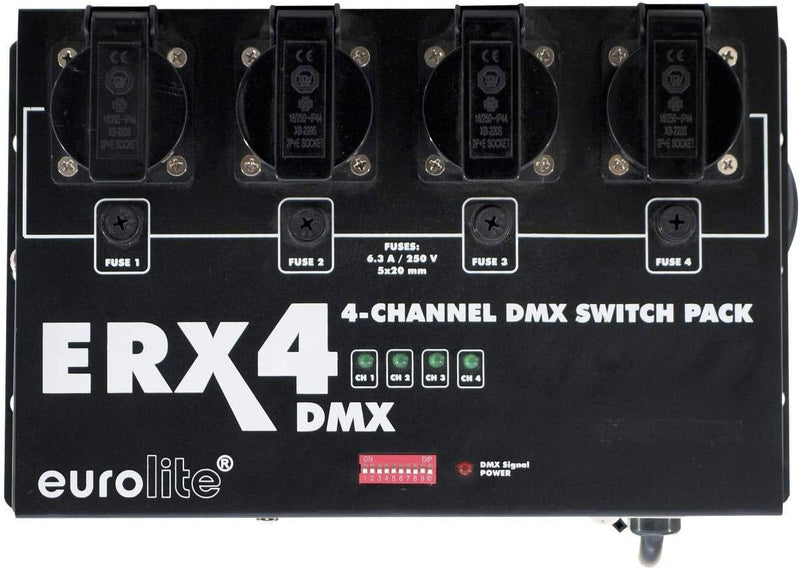 EUROLITE ERX-4 DMX Switchpack | 4-Kanal-Switchpack, bis zu 5 Ampere belastbar, Schaltung per Relais