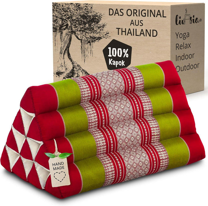 livasia Rückenstützkissen mit Muster, Dreieckskissen für den Garten, Keilkissen mit Kapok, vegan und