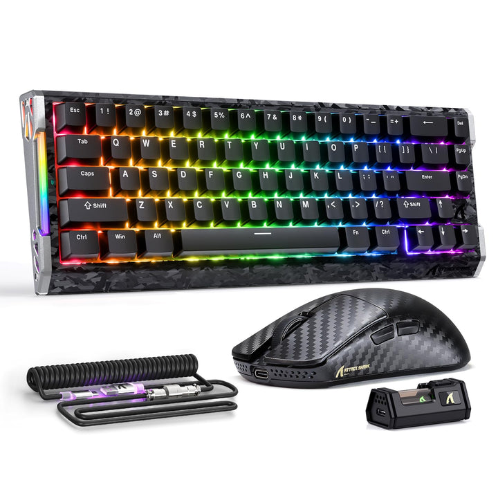 ATTACK SHARK R68 HE Kabel Magnetische Tastatur, Kabellosen R11 ULTRA Gaming-Maus aus Carbonfaser, 80