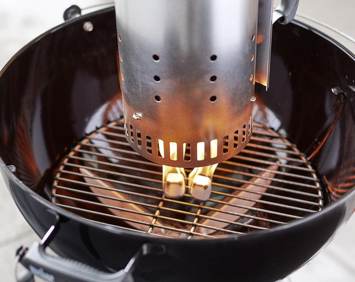 Weber Anzündset -Rapidfire Starter Set, besteht aus Amzündkamin - Gross (32cm), 2Kg Holzkohlebrikett