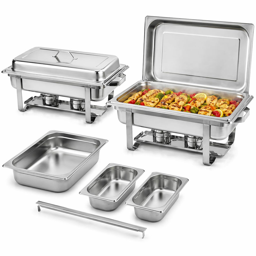 ZORRO - 2X Chafing Dish Speisewärmer Profi Set 15-Teilig in Gastro Qualität Warmhaltebehälter Edelst