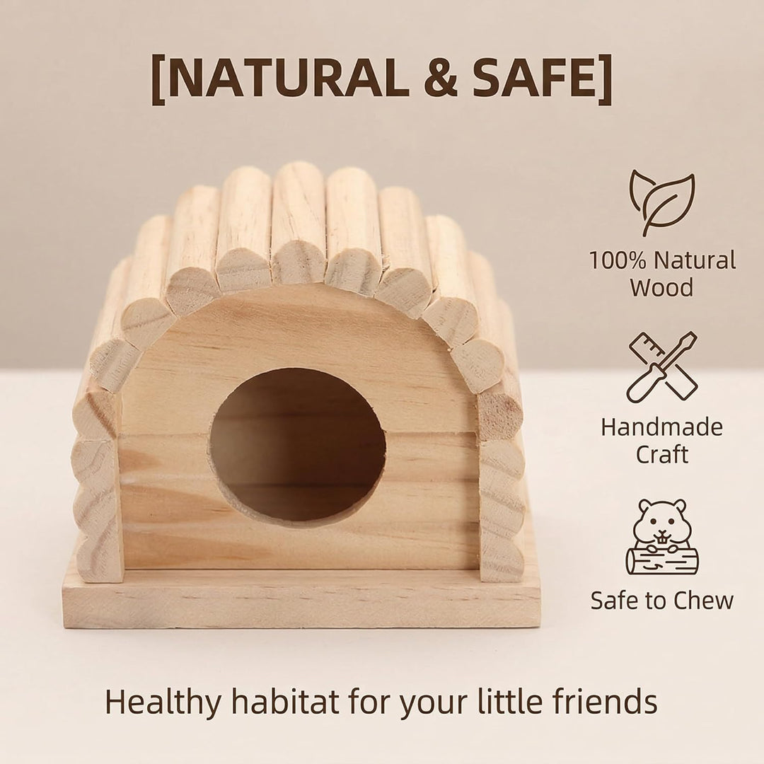 Yardwe Hamsterhaus Aus Holz 10X10X9Cm Robustes Kleintierhaus Mit GemüTlichem Versteck FüR Hamster Go