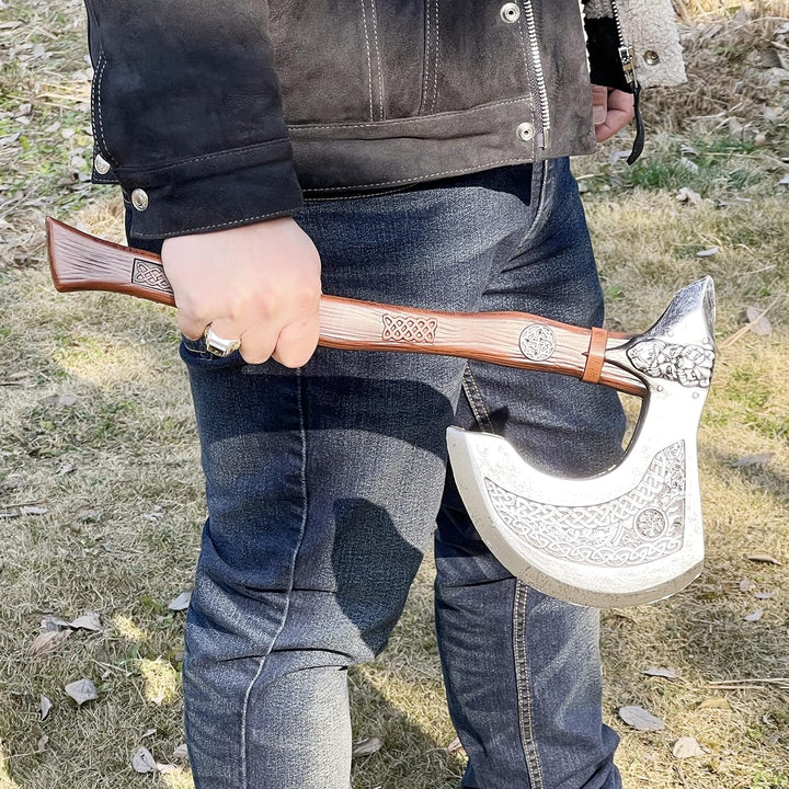 LOOYAR PU Foam Wolf Totem Viking Shield Axe Toy Props For Berserker Warrior Knight Costume Battle Pl