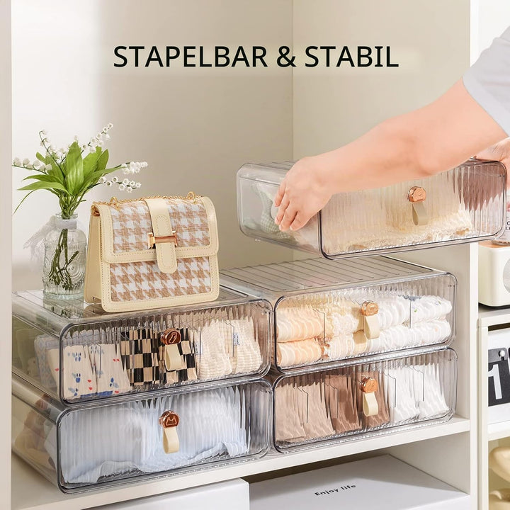 Schubladen-Organizer für Socken, Unterwäsche, 16 Fächer, stapelbar, Kunststoff-Unterwäsche, Schublad