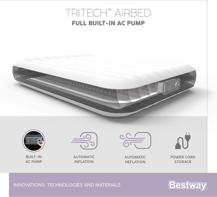 Bestway Tritech™ Luftbett, Aeroluxe, 191 x 137 x 30 cm, Double, mit integrierter Elektropumpe