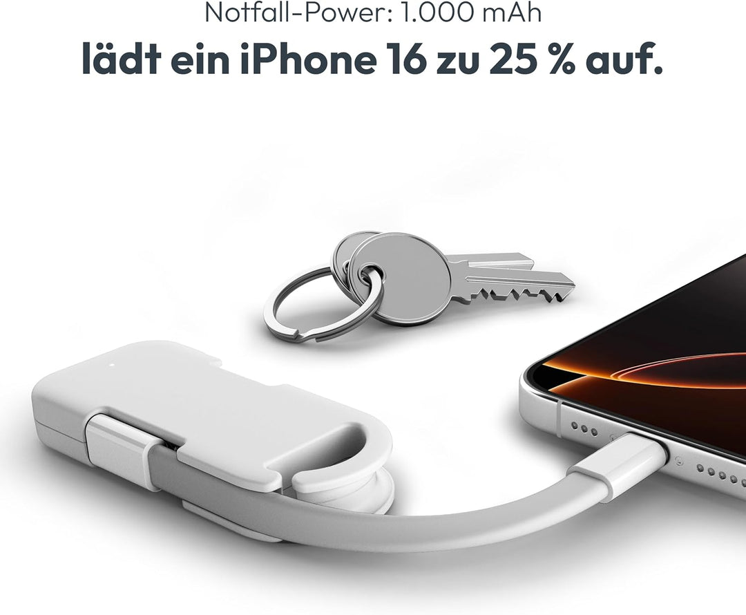 VONMÄHLEN Evergreen Go - USB-C Powerbank mit 1.000 mAh für unterwegs, für den Schlüsselbund, Umweltb