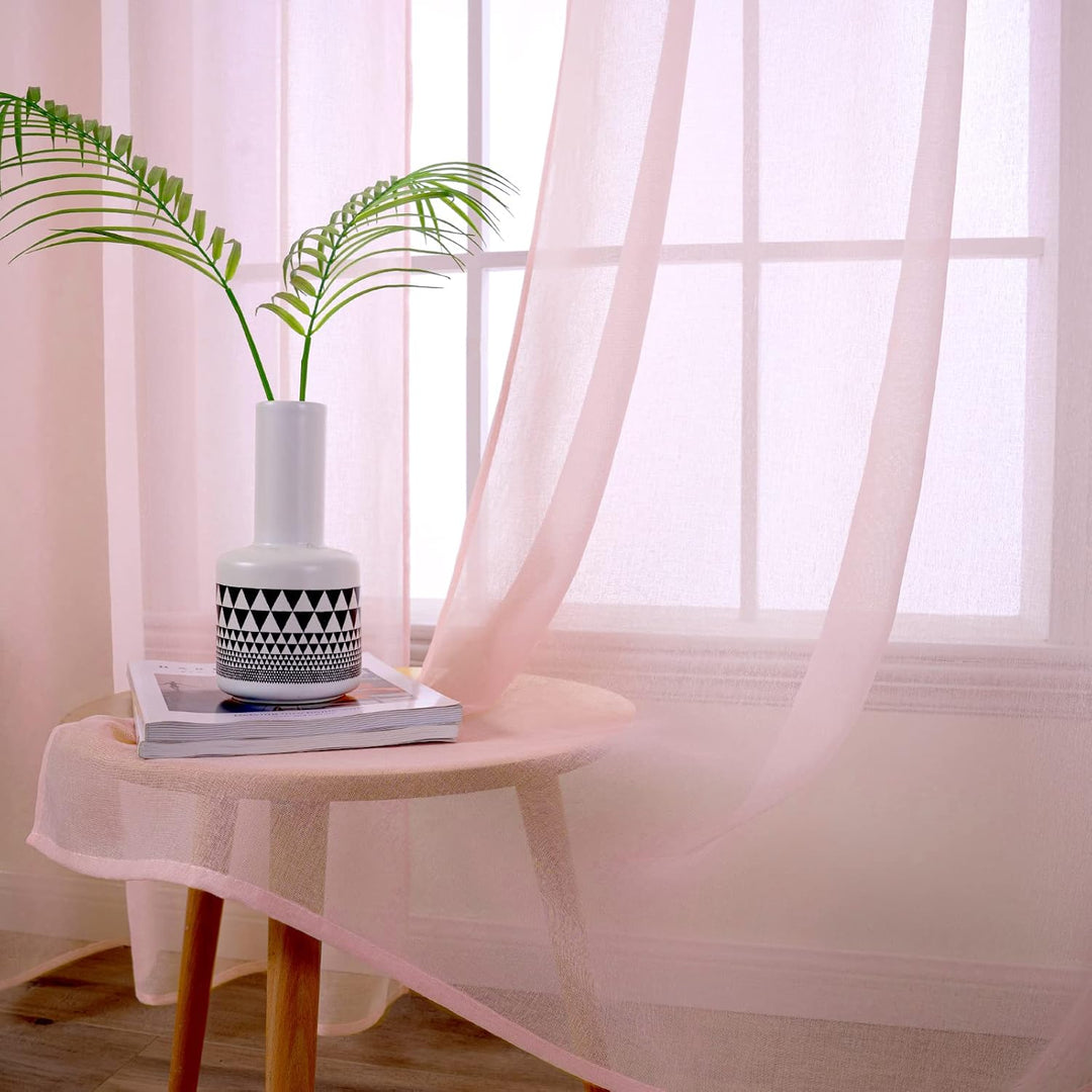 MIULEE Sheer Voile Vorhang Weihnachtsdeko mit Ösen Transparente Optik Gardine Ösenvorhang Ösenschal