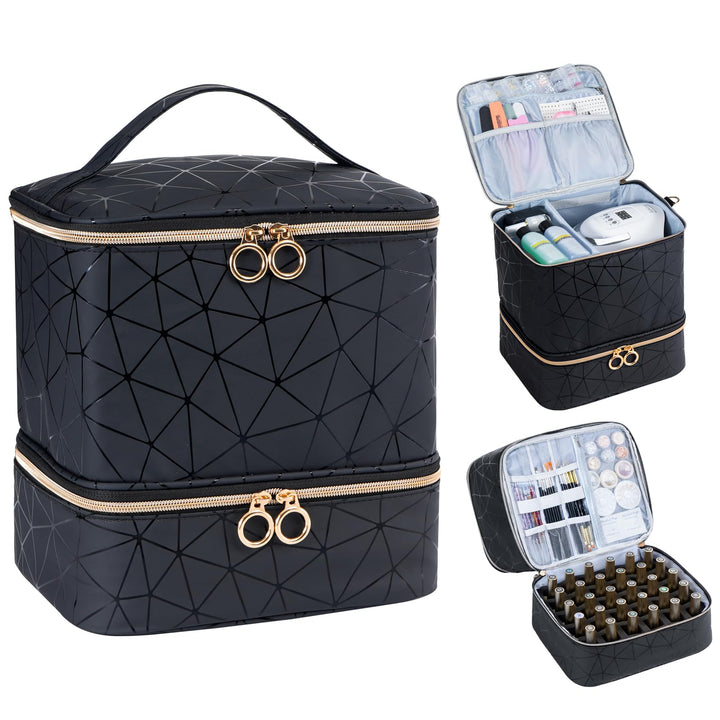 Uross Nagellack Organizer für 30 Nagellackflaschen und 1 LED-Nagellampe, Nagellack Aufbewahrung Tasc