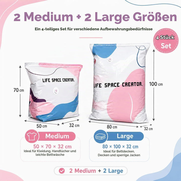 Vakuumbeutel Ohne Pumpe, No-Pump 3D Vacuum Life Space Creator Storage | Vacuum Storage Bags,4 Stück