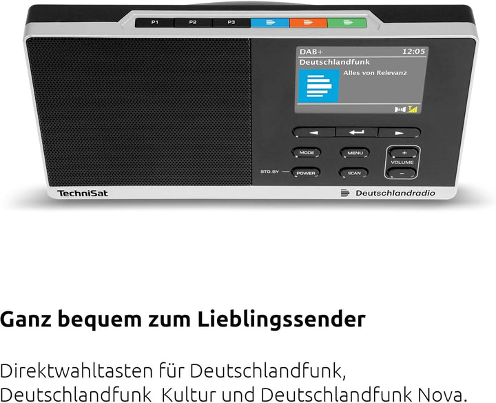 TechniSat DIGITRADIO 215 Deutschlandradio Edition - portables DAB Radio (DAB+, UKW, Farbdisplay, sec