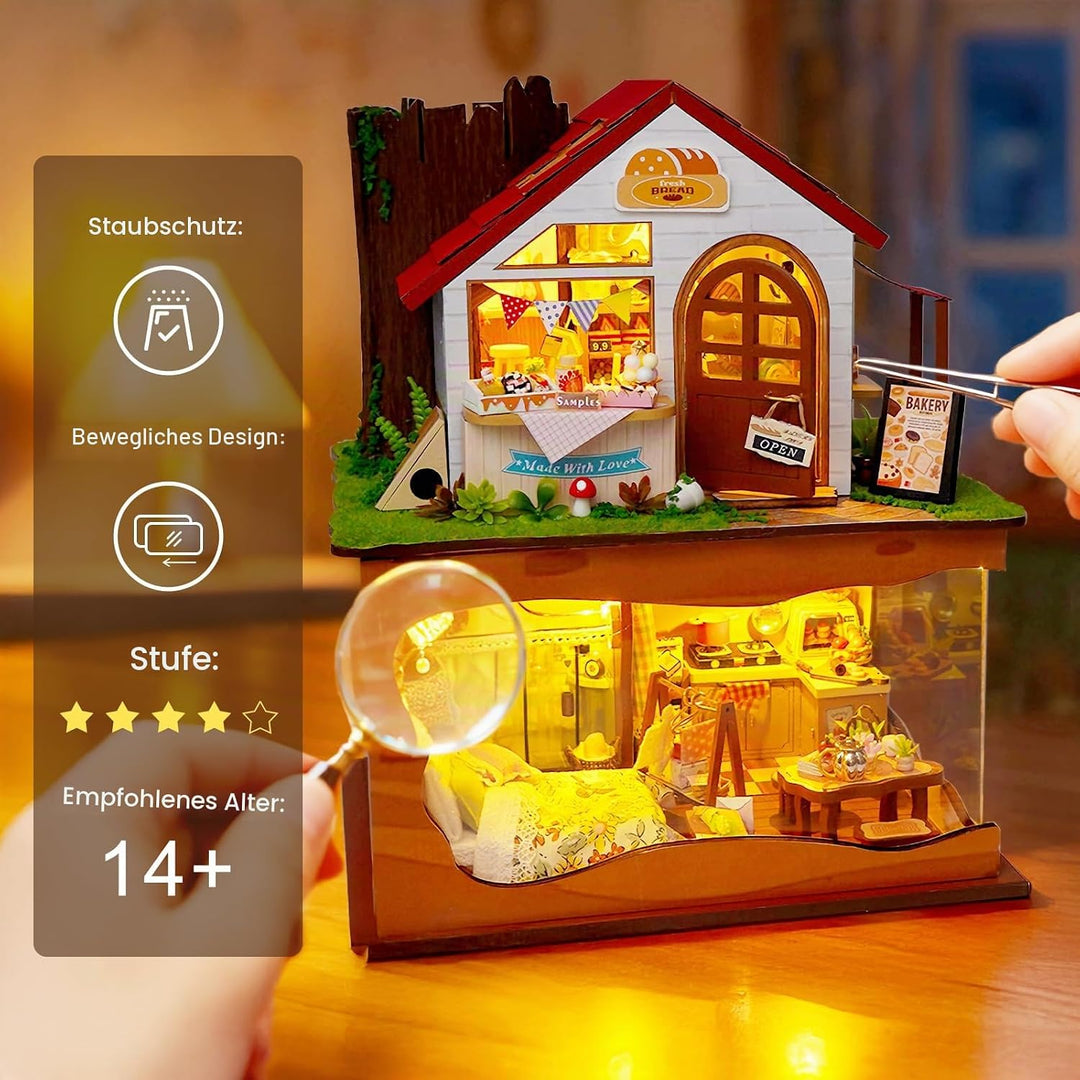 Cuteefun DIY Miniatur Puppenhaus Kit zum BAU Miniatur Haus mit Staubschutzhaube und Werkzeugen Selbe