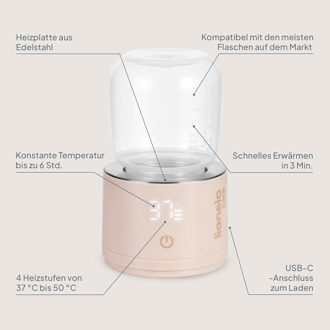Lionelo Thermup Swift - Mobiler Flaschenwärmer für Babys unterwegs, kabellos 5000 mAh Akku, 90 ml in