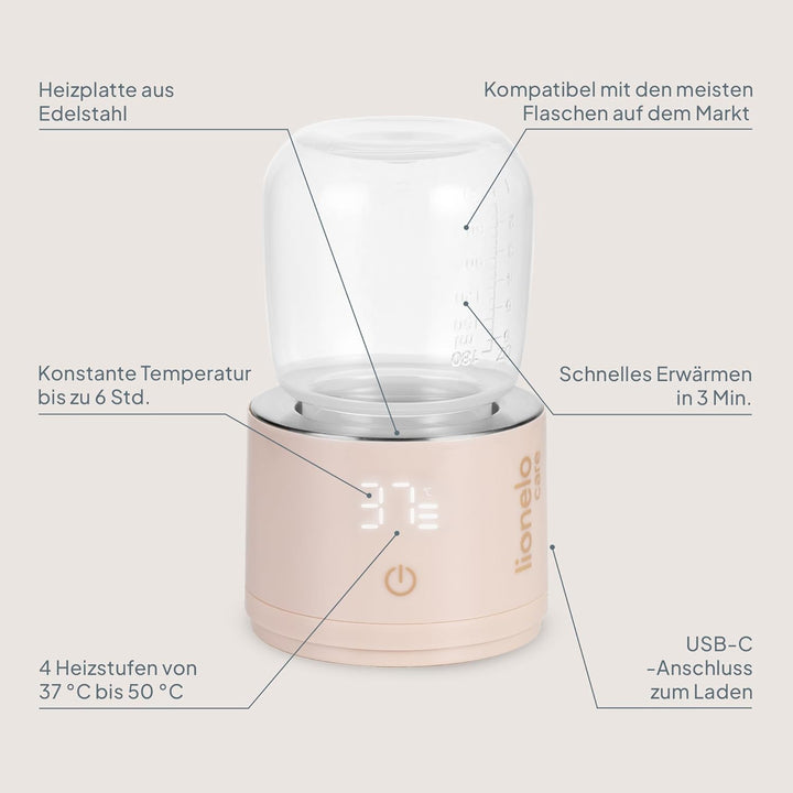 Lionelo Thermup Swift - Mobiler Flaschenwärmer für Babys unterwegs, kabellos 5000 mAh Akku, 90 ml in