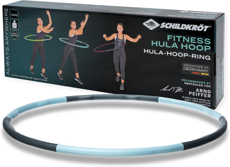 Schildkröt Fitness-Hoop, Hula-Hoop Reifen in 4-Farb Karton Hula-Hoop Ø100cm, Skyblue-Anthrazit, 9602