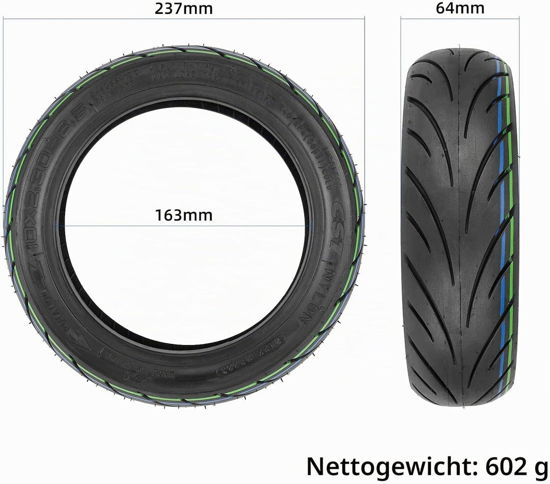 TREFAN 10 * 2,30-6,5 Ersatzräder für NIU KQi2/KQi2 Pro Elektroroller 10 Zoll Reifen Tubeless Schlauc