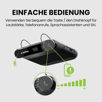 Avantree Roadtrip - Bluetooth Freisprecheinrichtung für Auto und Drahtloser FM Transmitter 2-in-1 Ca