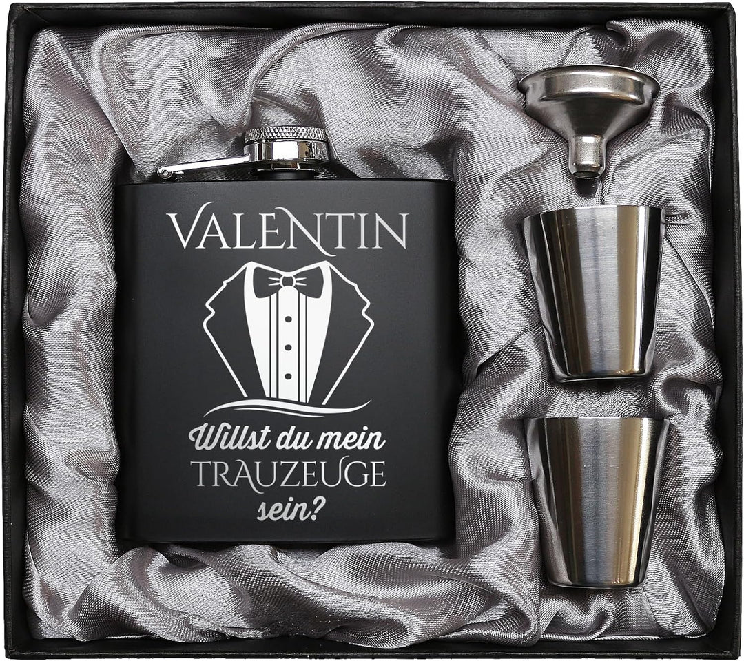 Willst du mein Trauzeuge sein? Personalisierter Flachmann für Trauzeuge als Geschenk. Trauzeuge frag