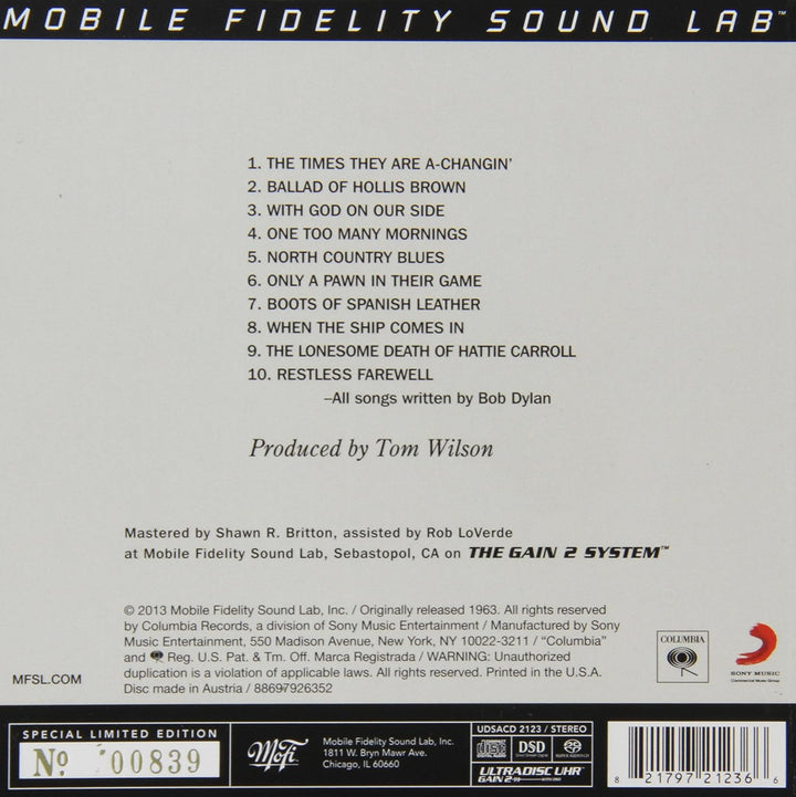 The Times They Are a-Changin', Audio-CD