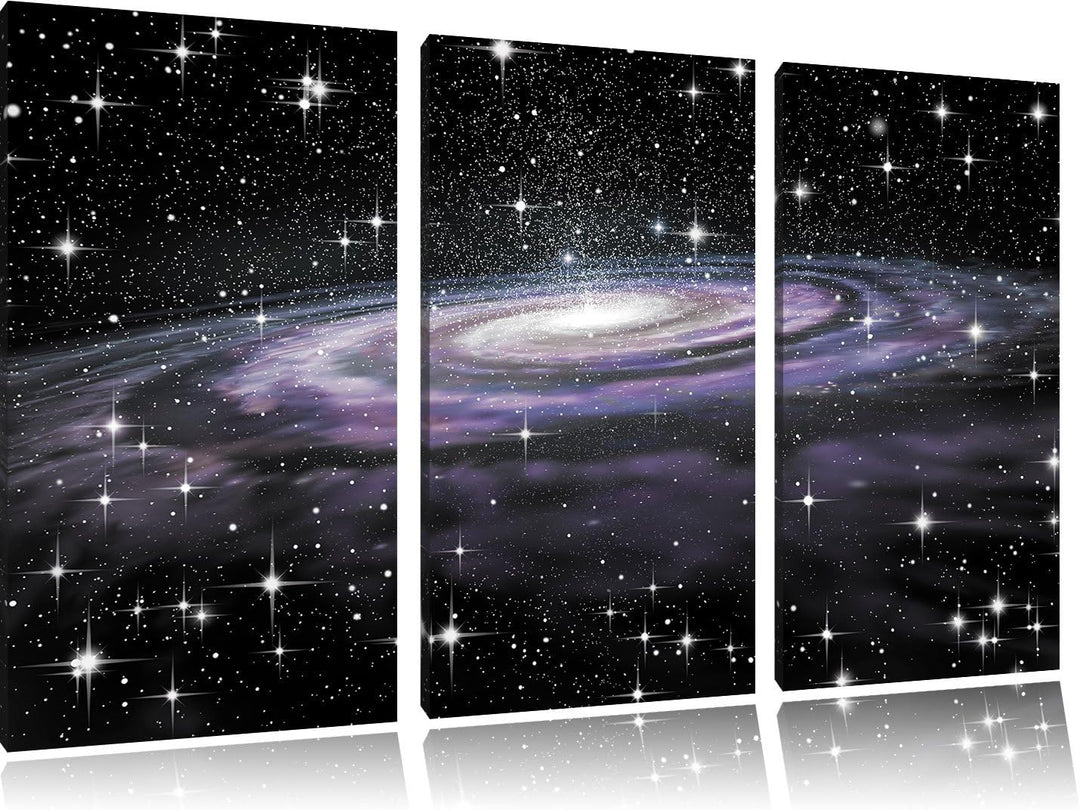 Pixxprint Spiralgalaxie im Weltall als Leinwandbild/Grösse: 3 Teilig (120x80) cm/Wandbild/Kunstdruck