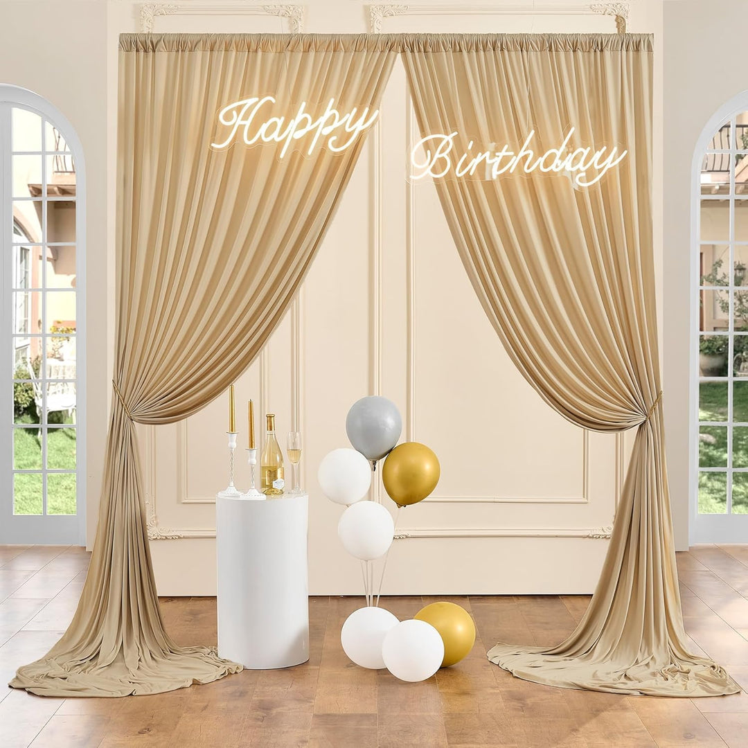 3x3 m Beige Vorhang für Kulissen, Party-Hintergrund Vorhang Beige Hochzeit Hintergrund, Polyester Be