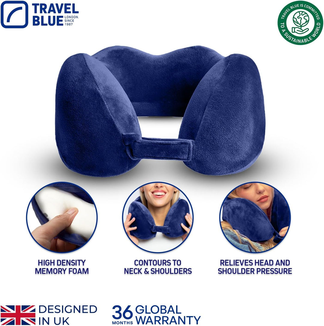 Travel Blue Reisekissen Memory Foam - Bequemes Memory Foam Kissen mit weichem Bezug, hervorragende K