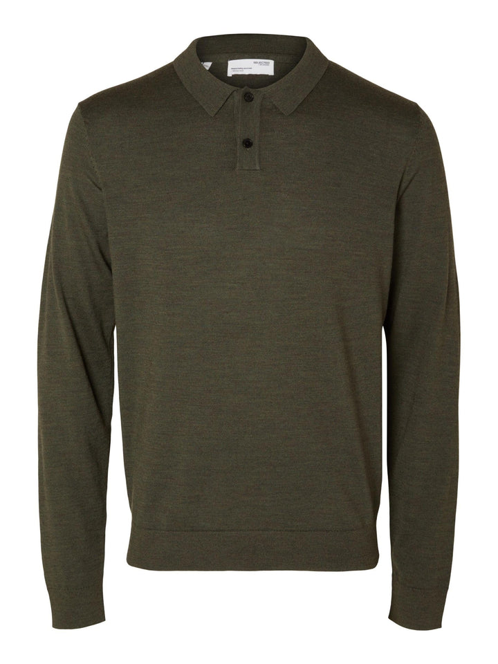 SELETED HOMME Herren Slhtown Merino Coolmax Knit Polo Noos Pullover L Forest Night/Detail:melange, L