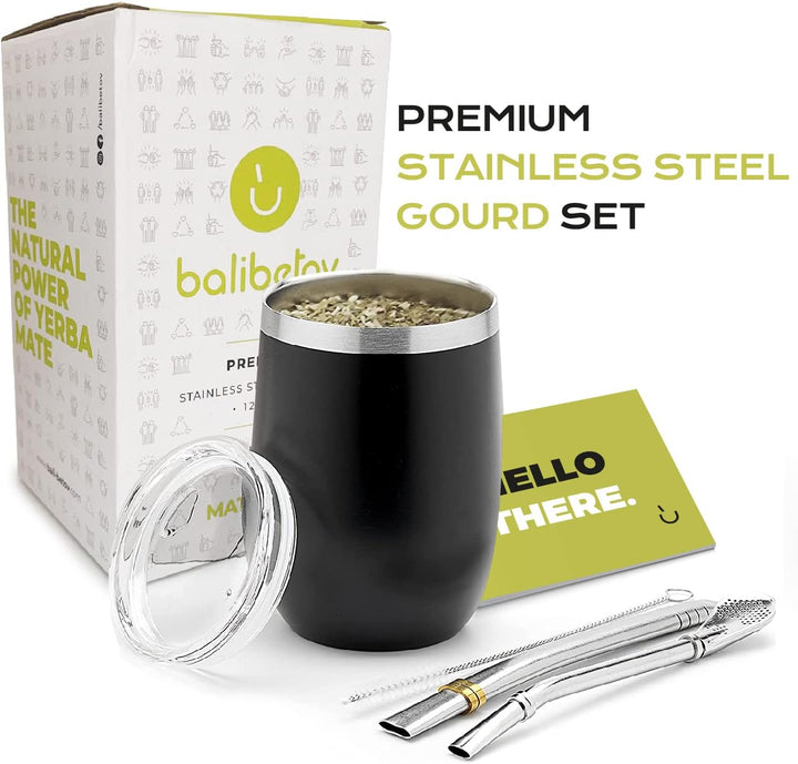 balibetov - Neu - Modernes Yerba Mate Gourd Set (Mate Tasse) - Doppelwandiger 18/8 Edelstahl Enthält