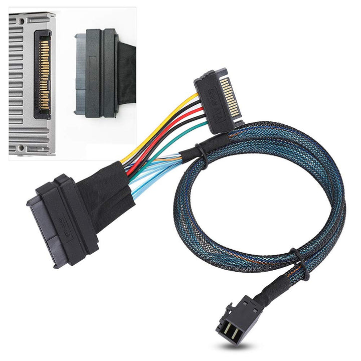 SAS-Kabel SFF8643 zu SFF8639 15P Power Line 12 GB/s SAS HD 4i-Stecker (SFF-8643) zu U.2-Stecker (SFF