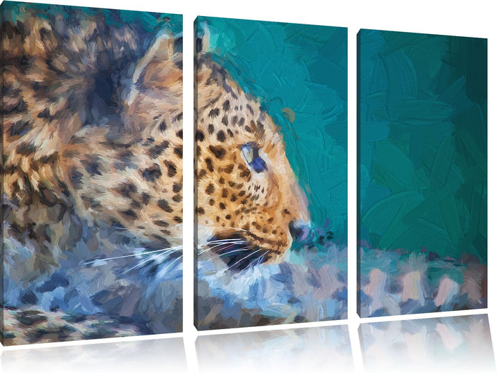 Pixxprint Wachsamer Gepard als Leinwandbild/Grösse: 3 Teilig (120x80) cm/Wandbild/Kunstdruck/fertig