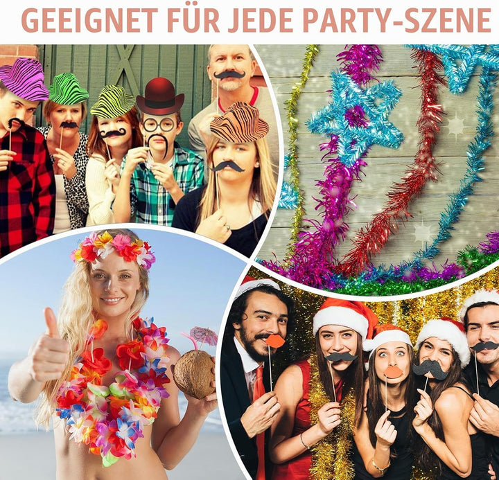 150 Stück Party Deko Fotobox Accessoires, Fotobox Accessoires Hochzeit, Partyzubehör Set, Farbige Ac