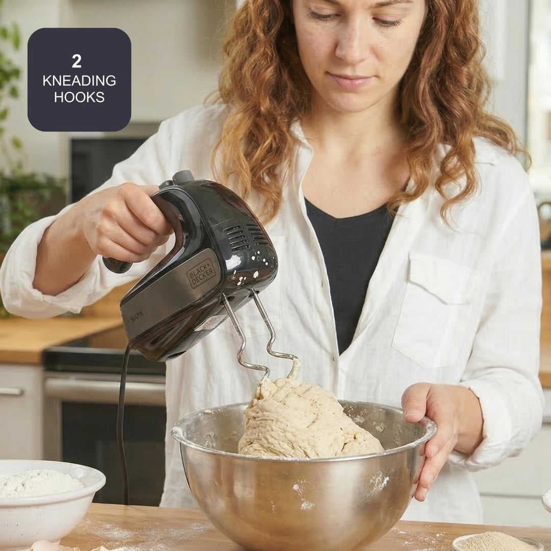 Black+Decker - BXMX500E Handrührer, 500, Edelstahl, Grau/Schwarz 4 Stäbe 500W, 4 Stäbe 500W