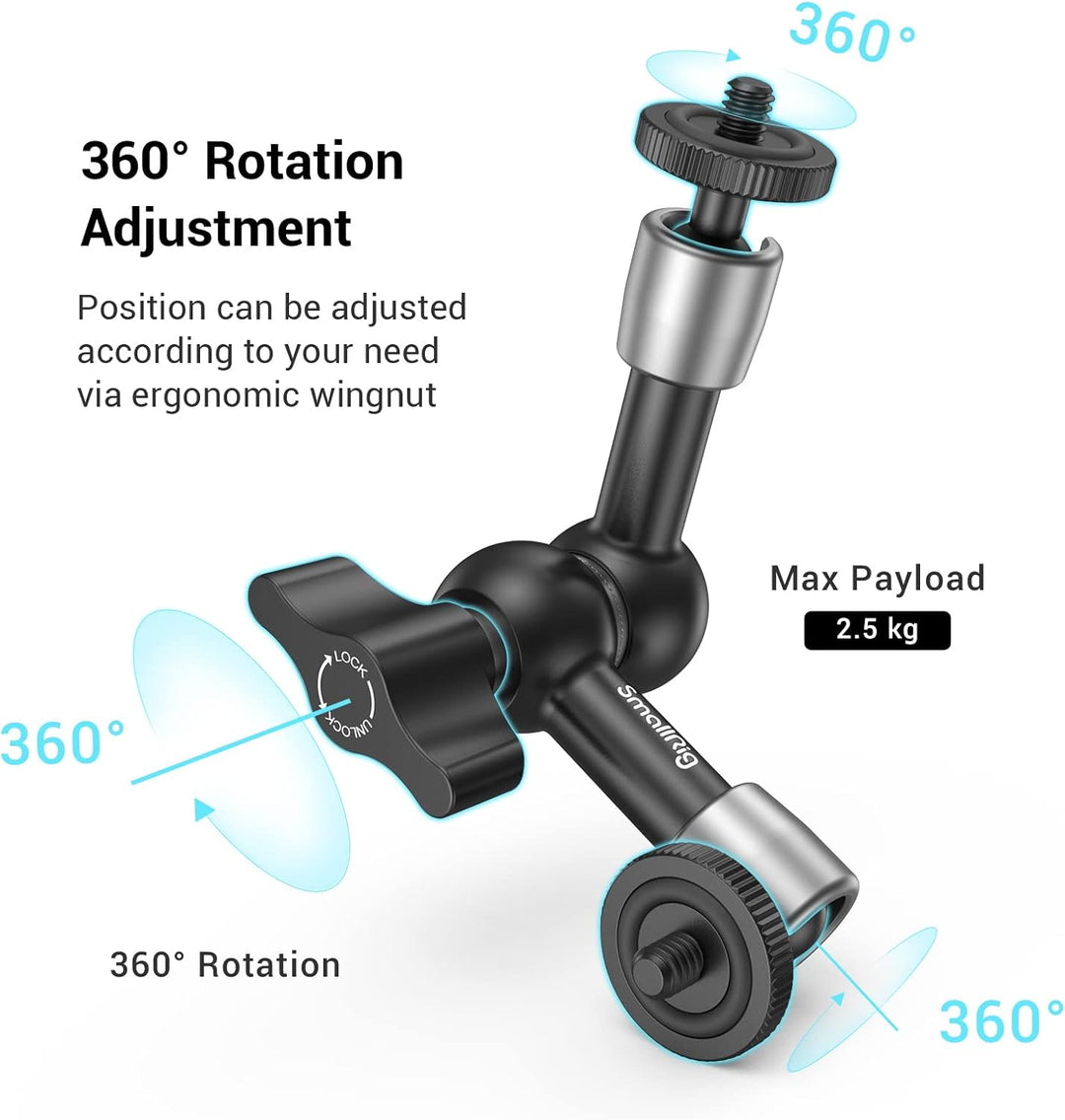 SMALLRIG 5 Zoll Magic Arm mit Super Clamp Large Crab Zangenclip für Monitor LED Licht - KBUM2730, 5