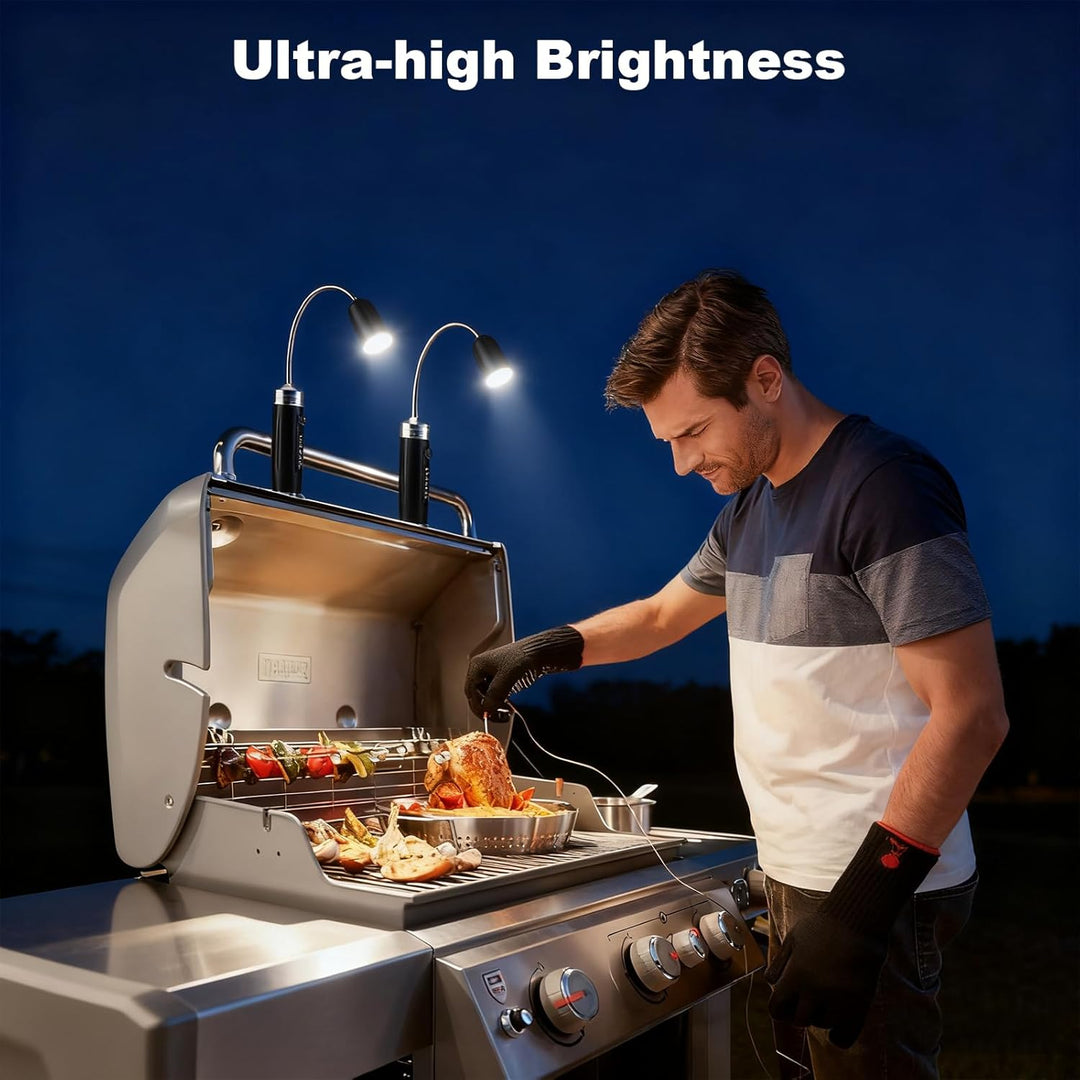 IMAGE Grill Lampe 2 Stück magnetisches LED Grilllicht 360° drehbare BBQ Grillleuchte Beleuchtung für