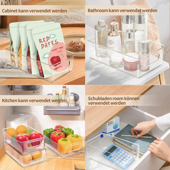 XSIUYU Kühlschrank Organizer 6er Set, Stapelbare Küche Aufbewahrungsbox & Organisation Gschublade Fr