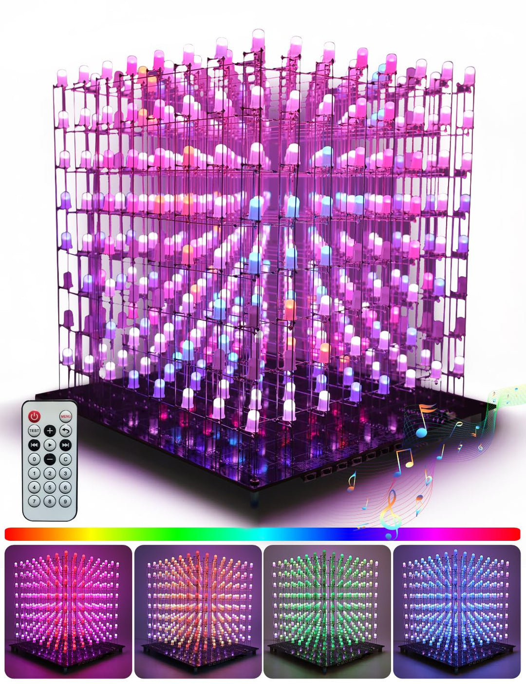 iCubeSmart 3D8RGB-KIT LED-Würfel-Set, DIY-Elektronik-Set, 8 x 8 x 8, LED-Lichtwürfel, DIY-Lötprojekt