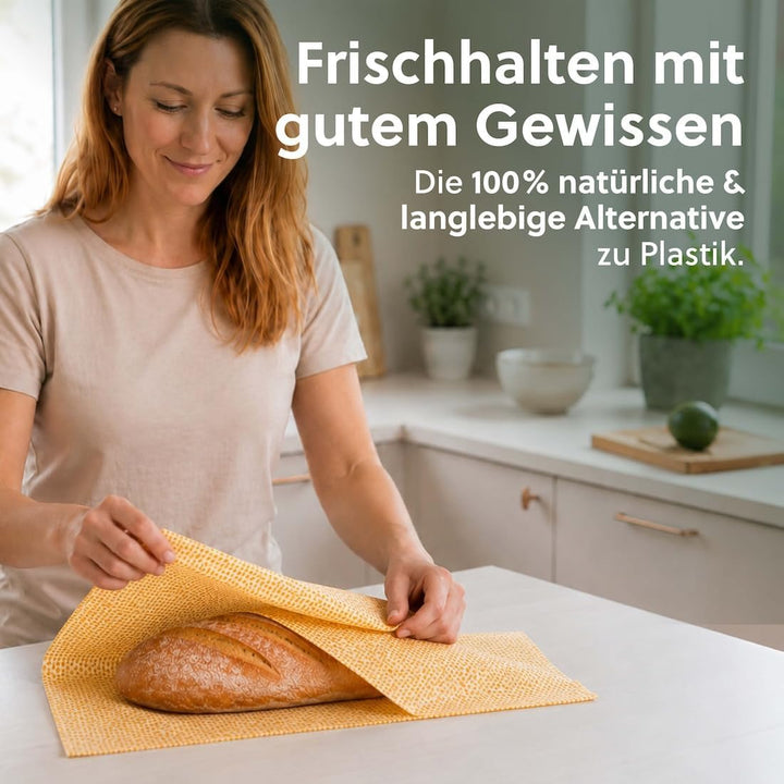 beegut BIO Bienenwachstücher Rolle 100x35cm, Nachhaltige & wiederverwendbare Frischhaltefolie zum se