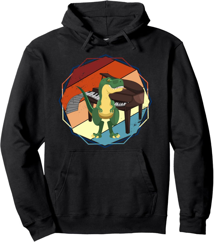 Kinder Pianist Geschenk Lustiges Dinosaurier Klavier Pullover Hoodie