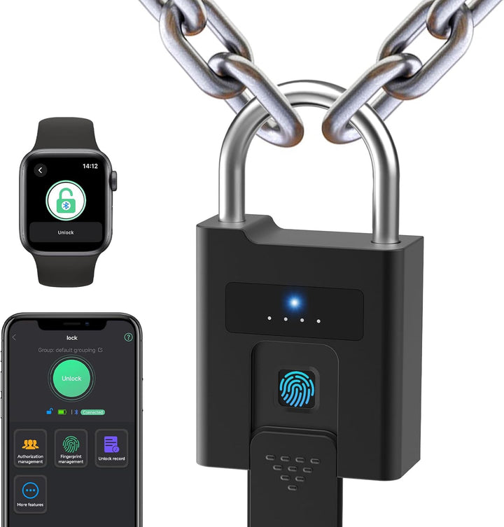 Vorhängeschloss mit Schlüssel eLinkSmart Fingerabdruck Vorhängeschloss wasserdicht stossfest mit App