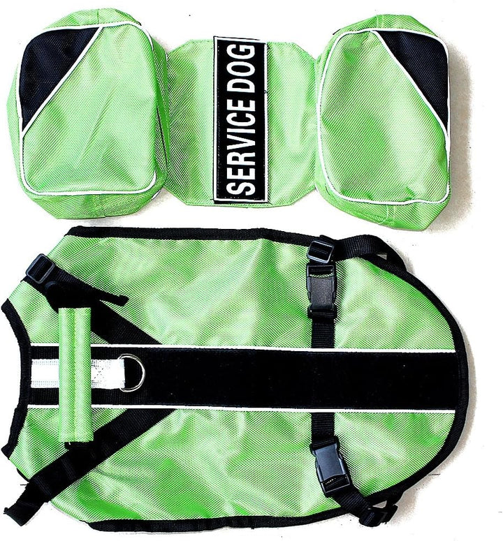 haoyueer Hunde-Rucksack für Service-Hunde, abnehmbare Satteltaschen mit Label-Patches (grün, L) L Gr