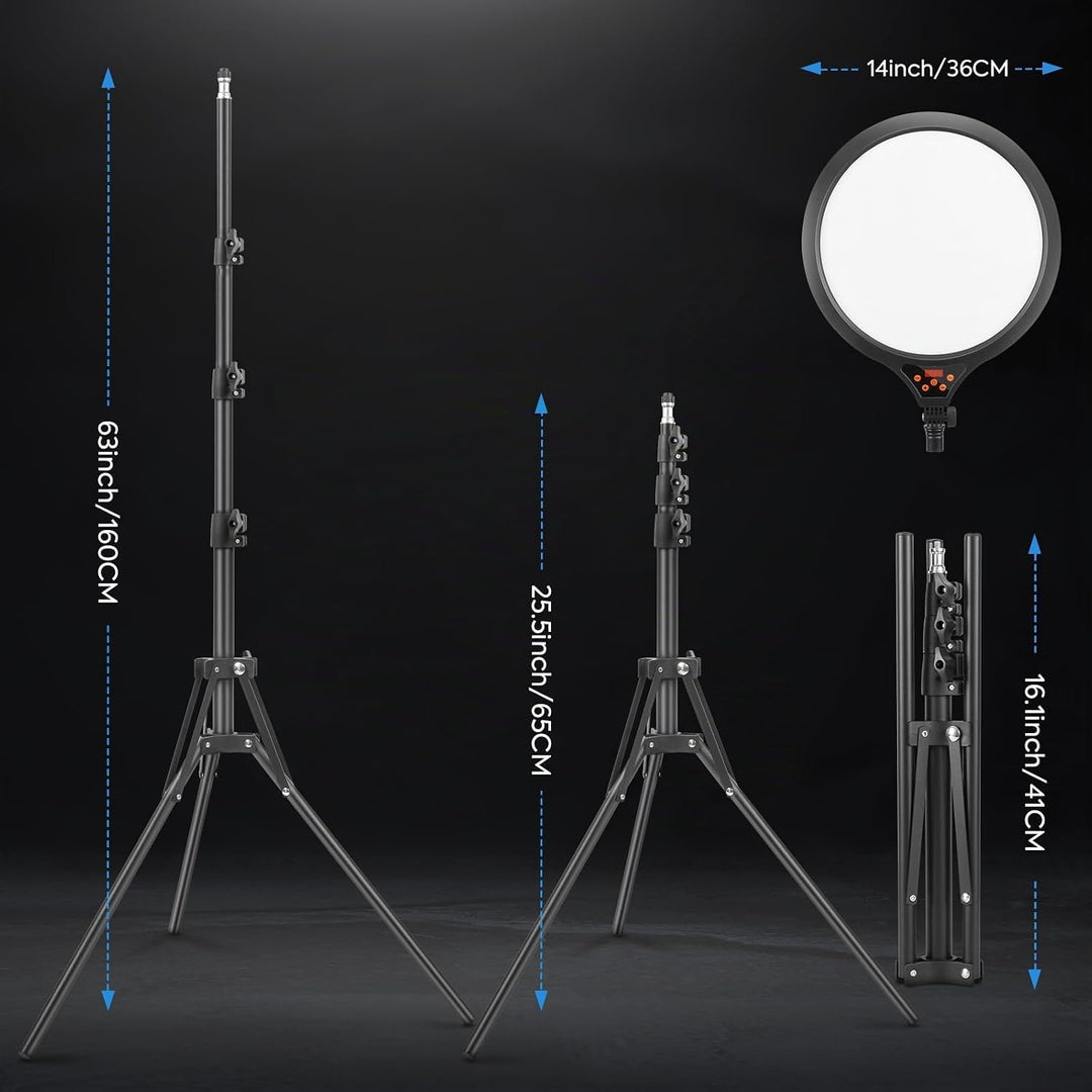 LED Videolicht 35CM, Ringlicht mit Stativ Stufenlose Dimmbare 2700-6500K Digitales Anzeigefeld Handy