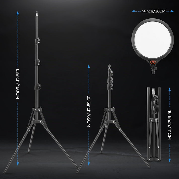 LED Videolicht 35CM, Ringlicht mit Stativ Stufenlose Dimmbare 2700-6500K Digitales Anzeigefeld Handy
