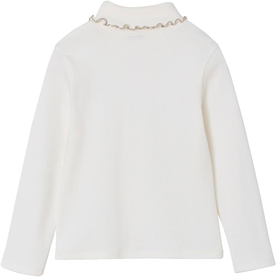 VERTBAUDET2er-Pack gerippte Mädchen Langarmshirts mit Stehkragen Basic Blanc 146-152, Blanc 146-152