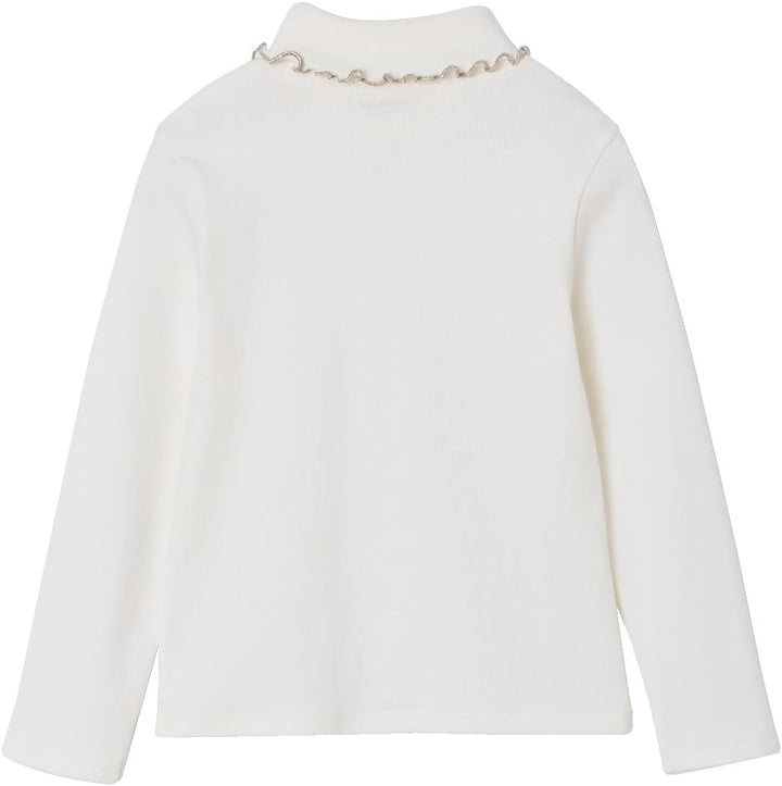VERTBAUDET2er-Pack gerippte Mädchen Langarmshirts mit Stehkragen Basic Blanc 146-152, Blanc 146-152