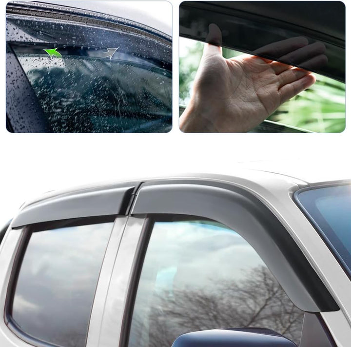 JHCHAN Winddeflektoren Windabweiser für Isuzu D-MAX 2012-2019 Doppelkabine Smoke Schwarze 4 Stück
