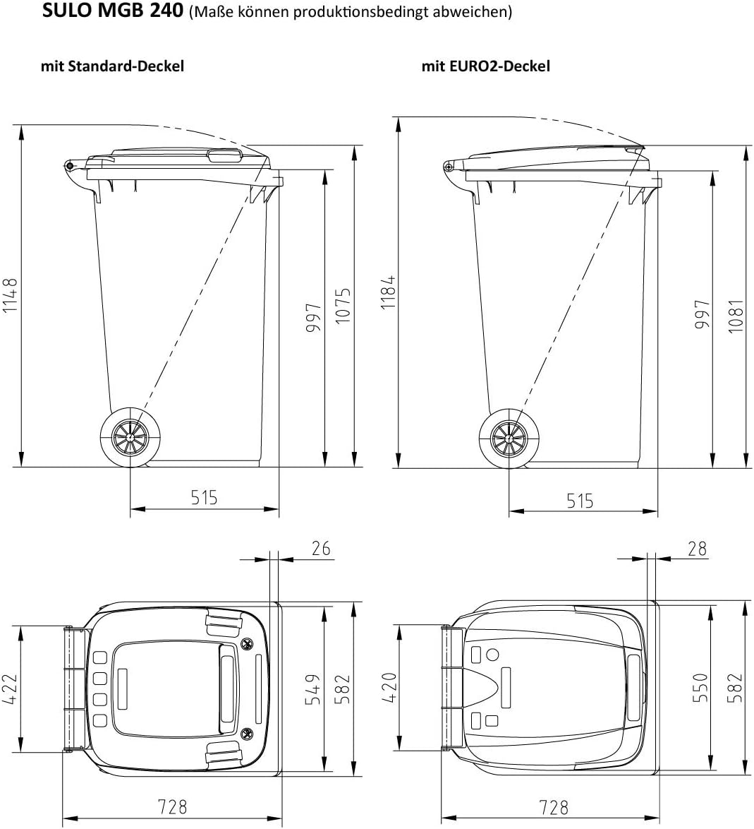 SULO Deckel für CITYBAC CLASSIC Mülltonne 240L Gelb RAL1018