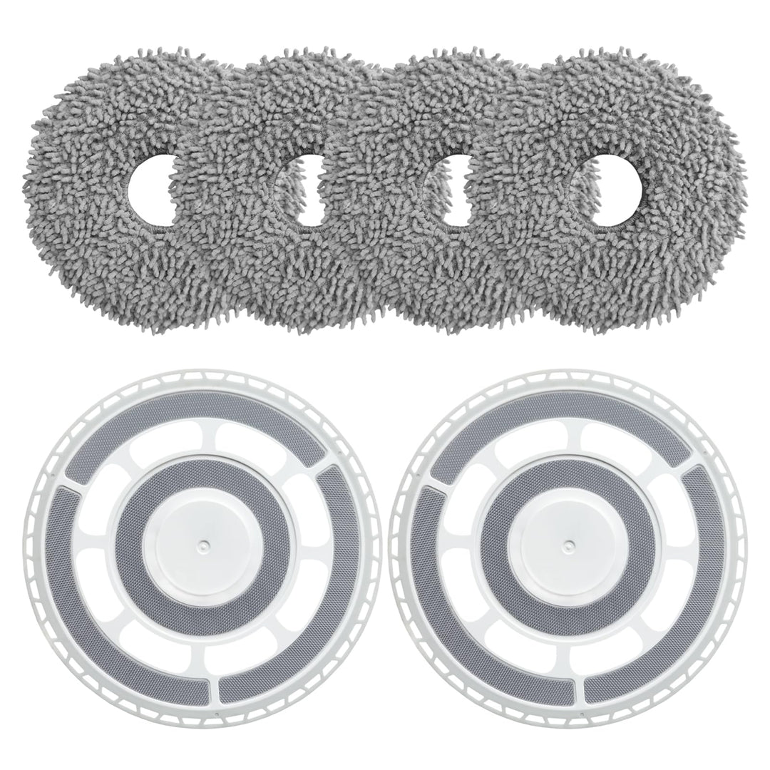 4 Wischtücher mit 2 Ersatzhalterung Zubehör für Roborock Qrevo S/Qrevo Master/Qrevo Pro/Qrevo Plus/Q